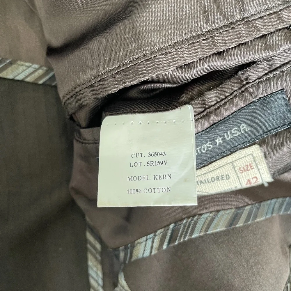 John Varvatos Brown Suit Top Model Kern 100 % Cotton - 42R
